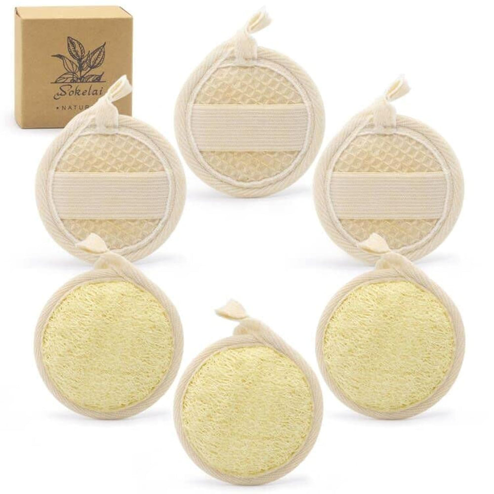 Wokelai loofah pad face close-up showing natural texture for gentle exfoliation