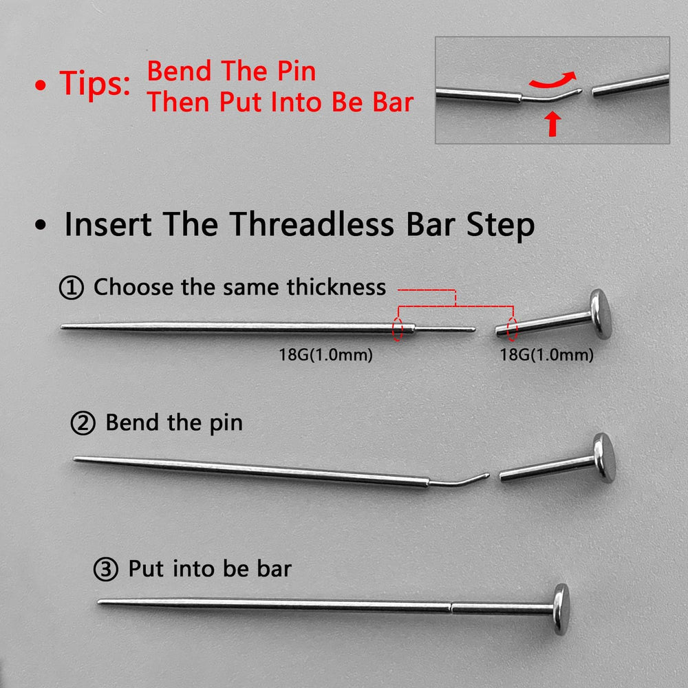 WOLAYI G23 titanium threadless taper, curved 18g for gentle insertion.