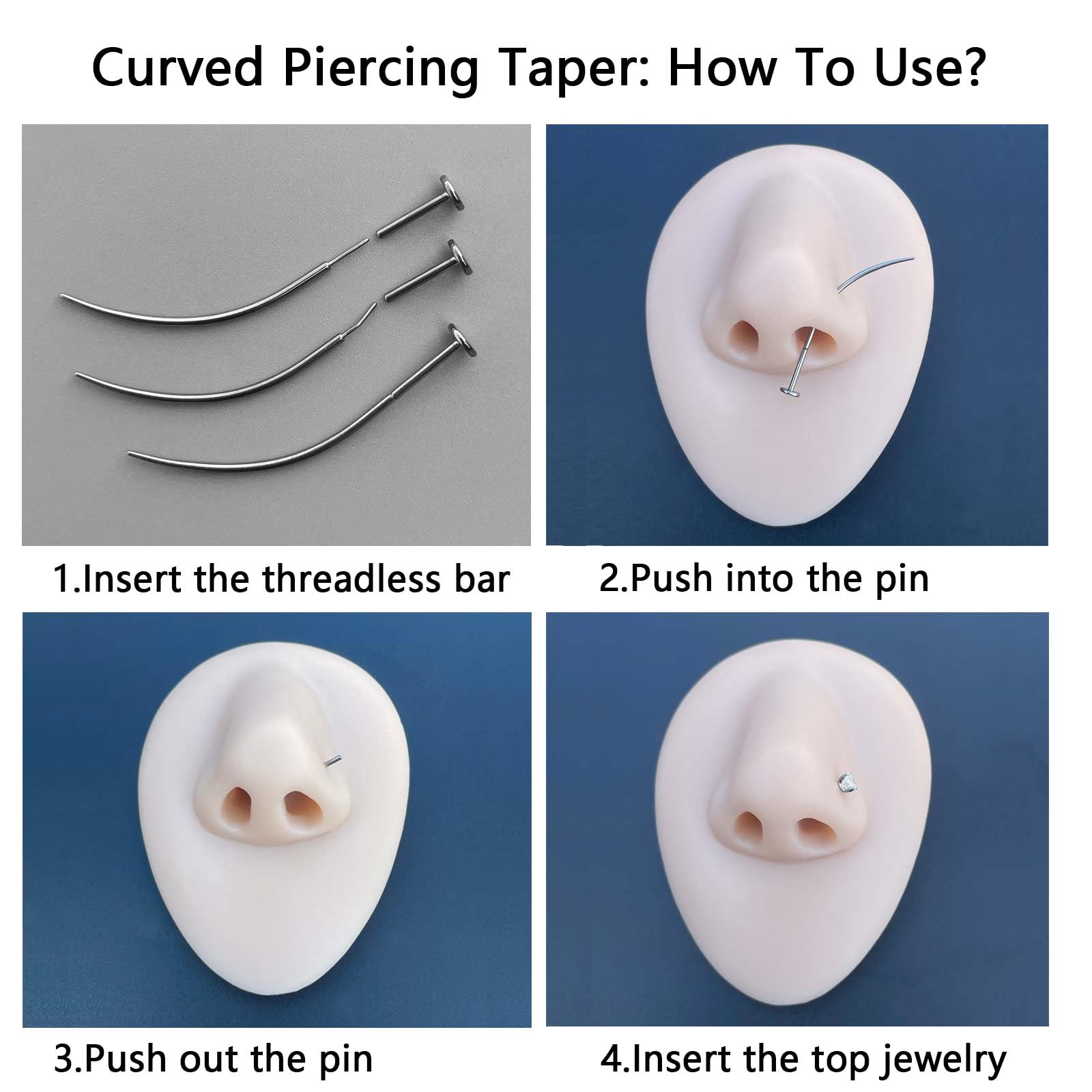 WOLAYI G23 titanium threadless piercing taper flat back assembly for stability