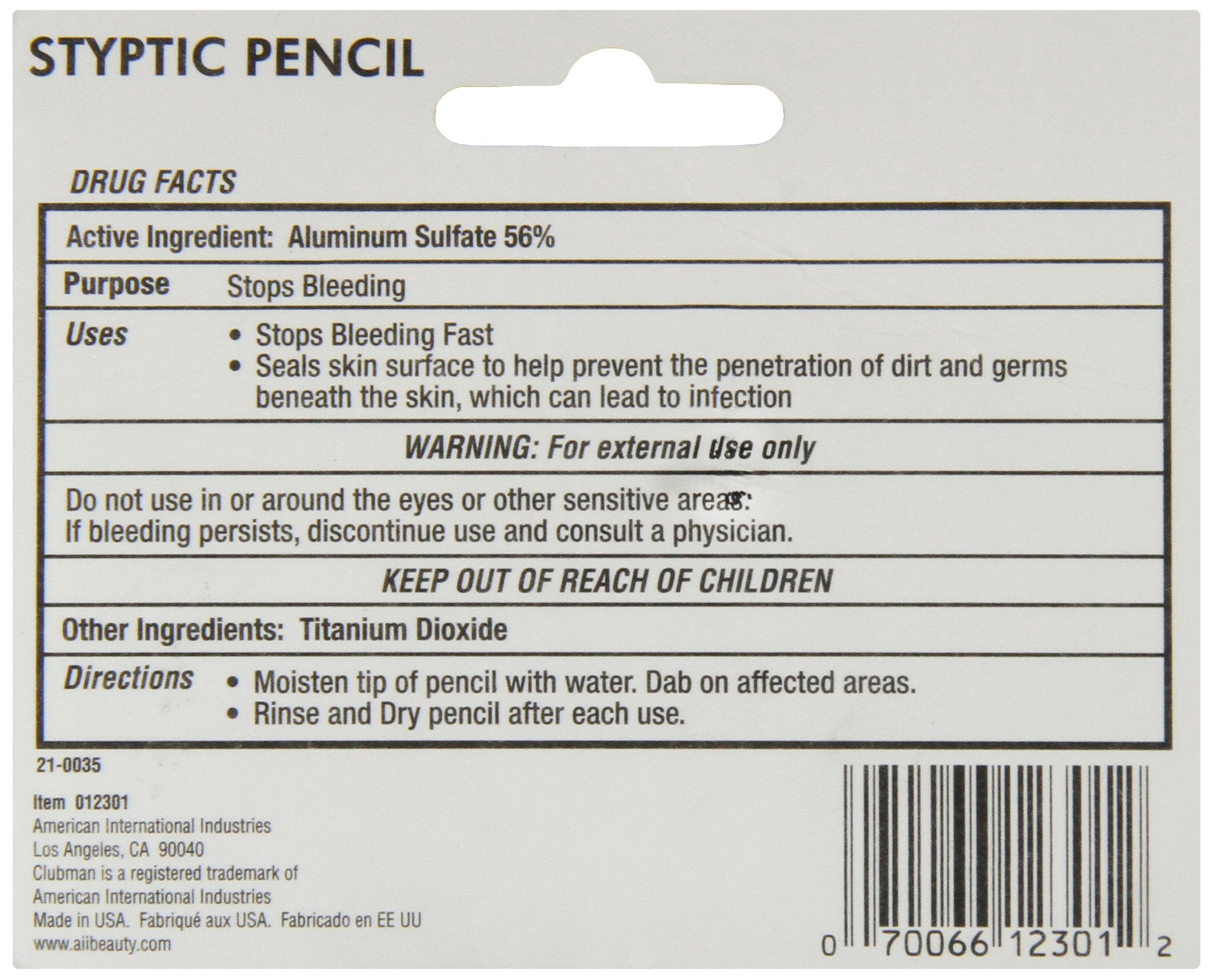 Woltra Styptic Pencil Small applied to razor nick to stop bleeding.