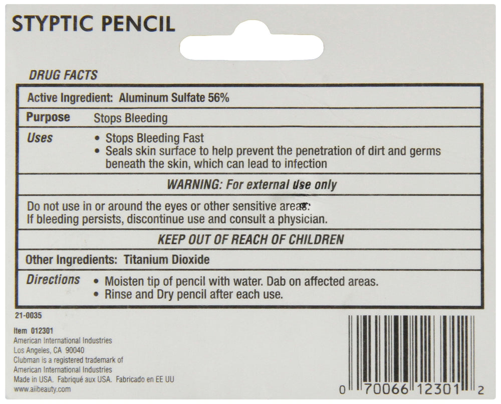 Woltra Styptic Pencil Small applied to razor nick to stop bleeding.