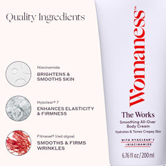 The Works texture on skin demonstrates a lightweight, non-greasy finish.