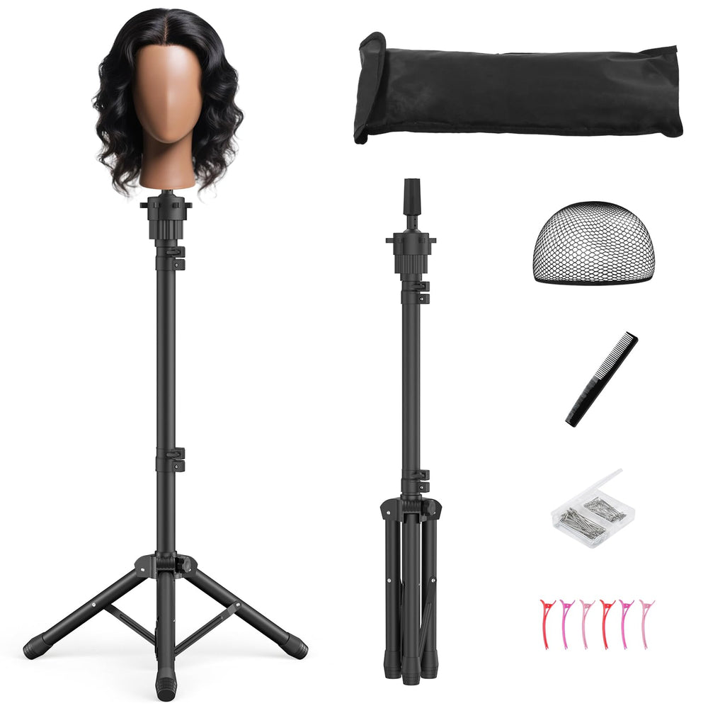 Womnwomn wig stand tripod base provides stable styling sessions.