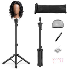 Womnwomn wig stand tripod base provides stable styling sessions.