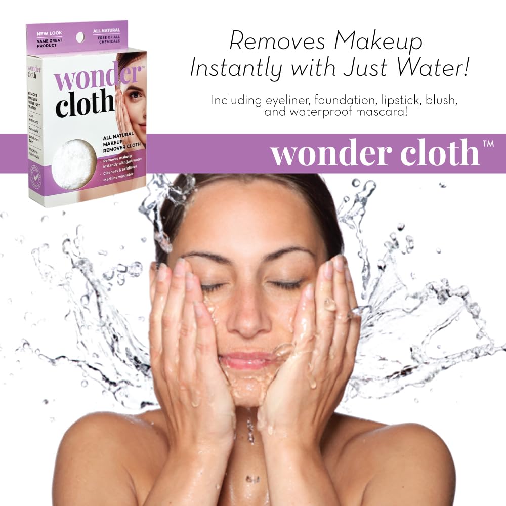 Wonder Cloth Make-Up Remover 10.5-inch by 8.5-inch size for full-face removal.