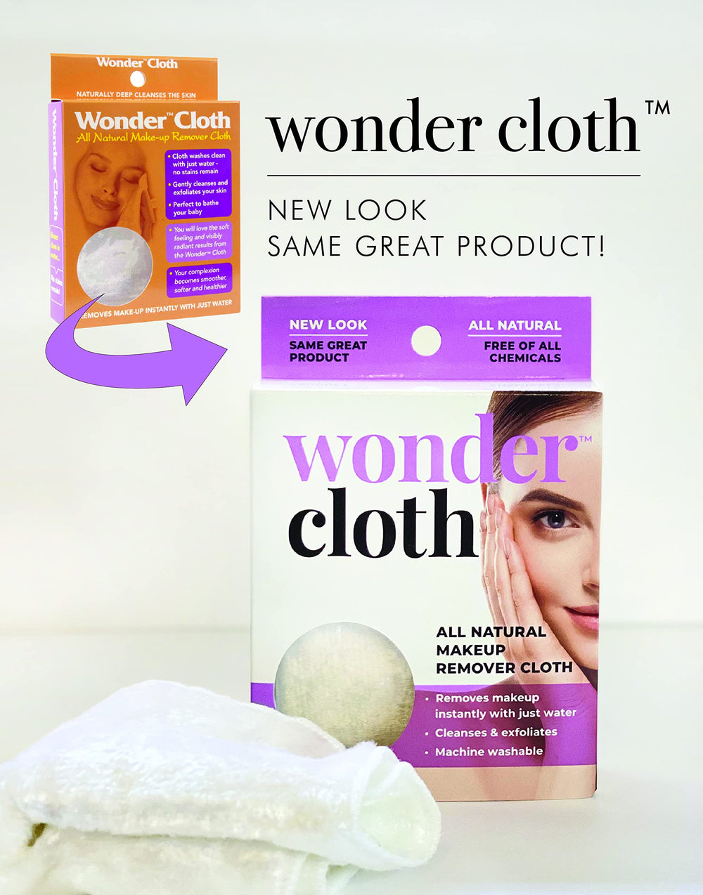 Wonder Cloth Make-Up Remover natural fibers provide gentle exfoliation and cleaner skin.
