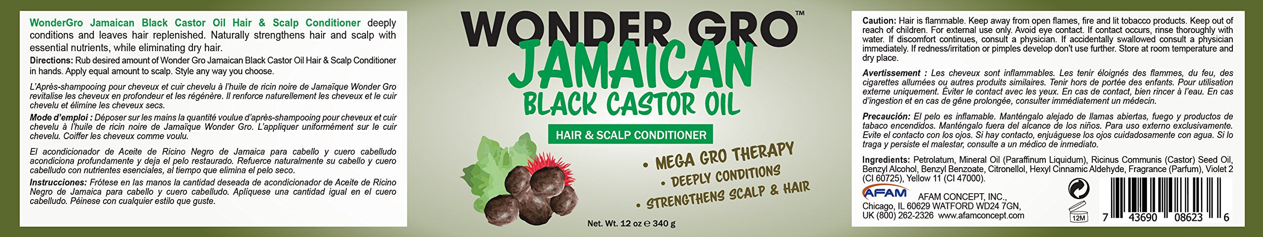 Wonder Gro Jamaican Black Castor Oil Hair Grease jar closeup showing rich nourishment.