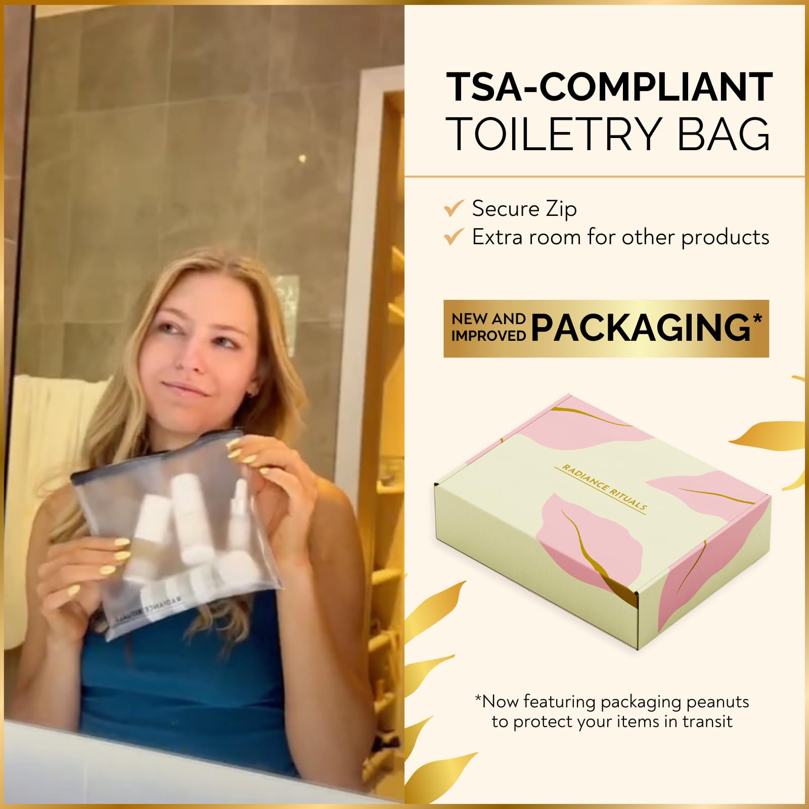 Wondercraft clear TSA-friendly bag keeps items organized and visible.