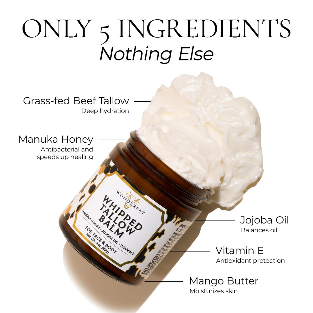 Wonderfat Manuka Honey jar closeup showing fragrance-free formula for sensitive skin