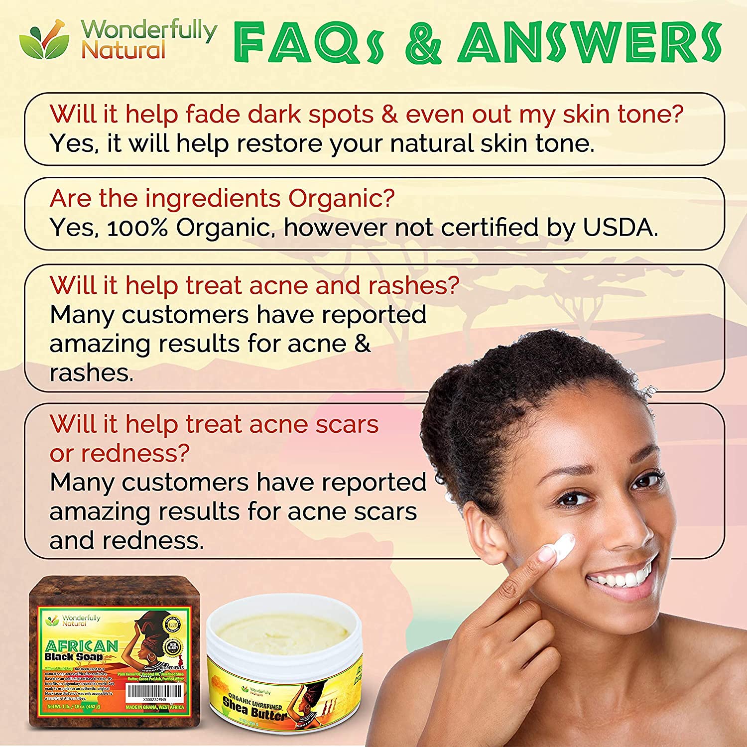Wonderfully Natural shea butter ingredient spotlight emphasizing moisturizing nourishment.