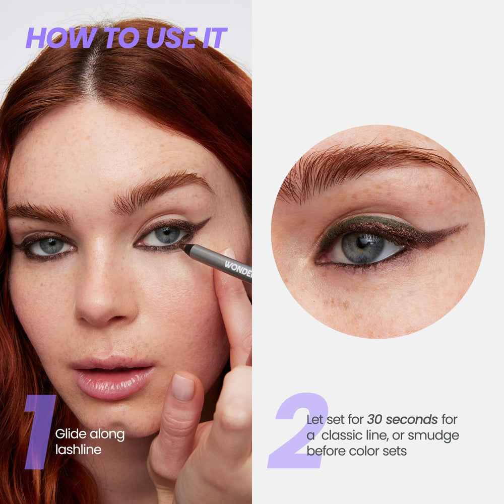 Wonderskin sharpenable eyeliner tip for a fine line or smoky look.