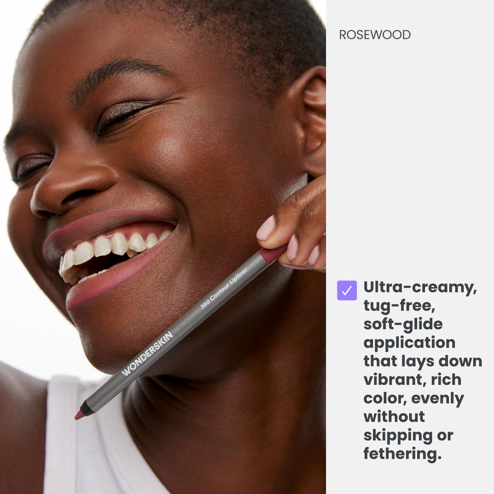 Delineador Wonderskin 360 tono Rosewood, labios definidos y suaves