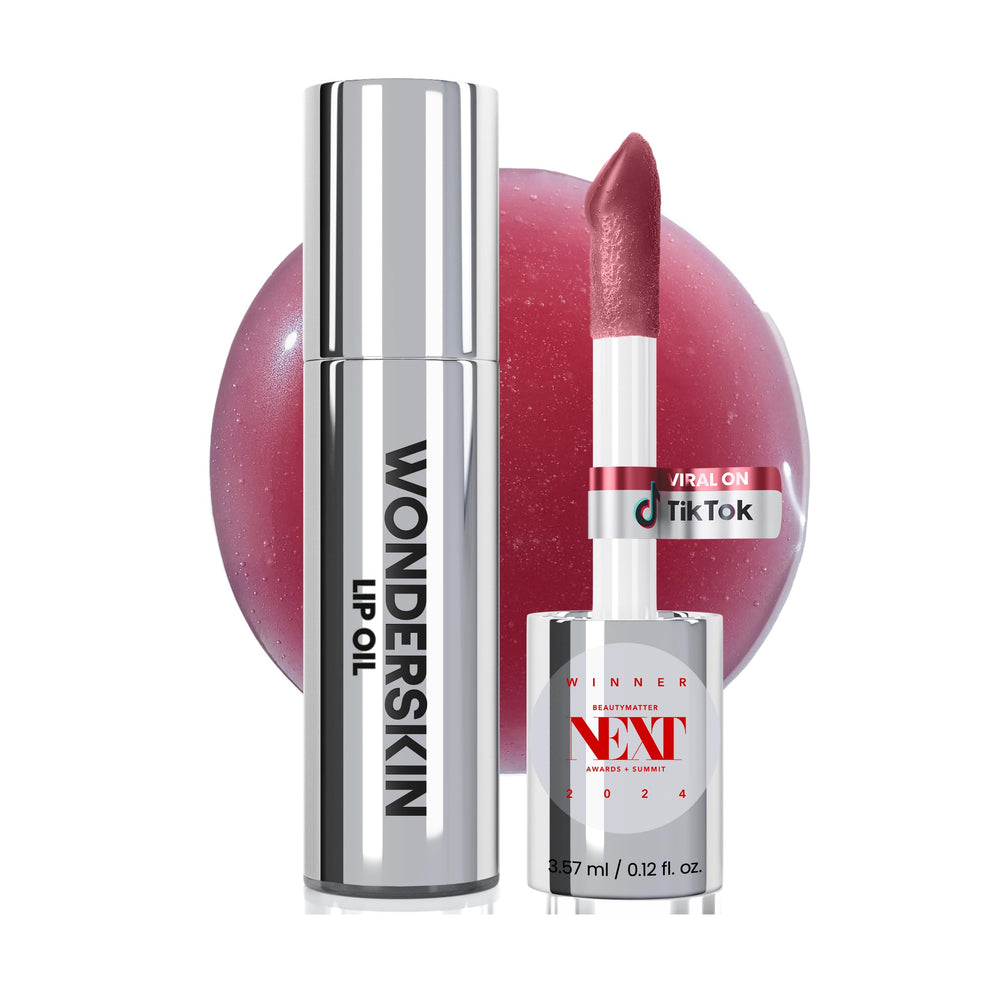 Wonderskin Lip Oil Rehab Serum application highlights hydrating formula for luscious lips