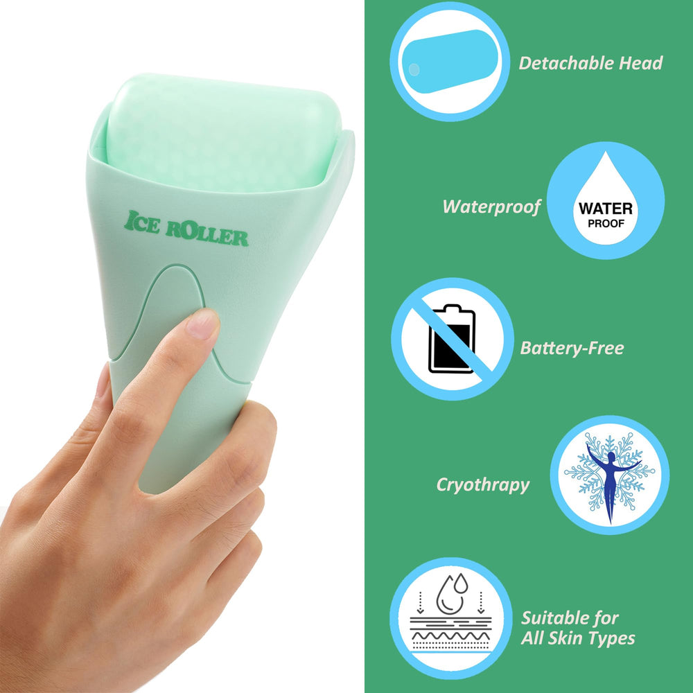 Wonderwin ice roller applied to the eye area for gentle puffiness relief