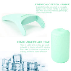 Wonderwin ice roller in use on the face for soothing cooling massage