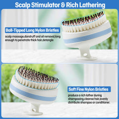 Wonsagain anti-slip shampoo brush with ergonomic handle for wet showers