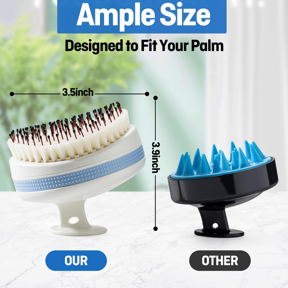 Wonsagain large 3.8-inch brush fits the hand for efficient massaging