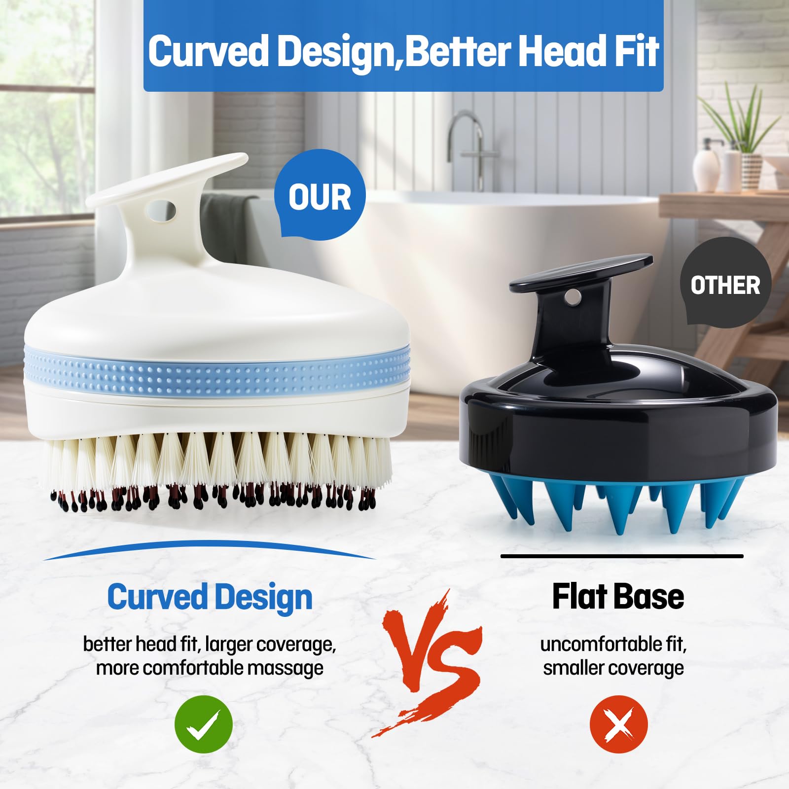 Wonsagain rich-lathering brush evenly distributes shampoo through hair