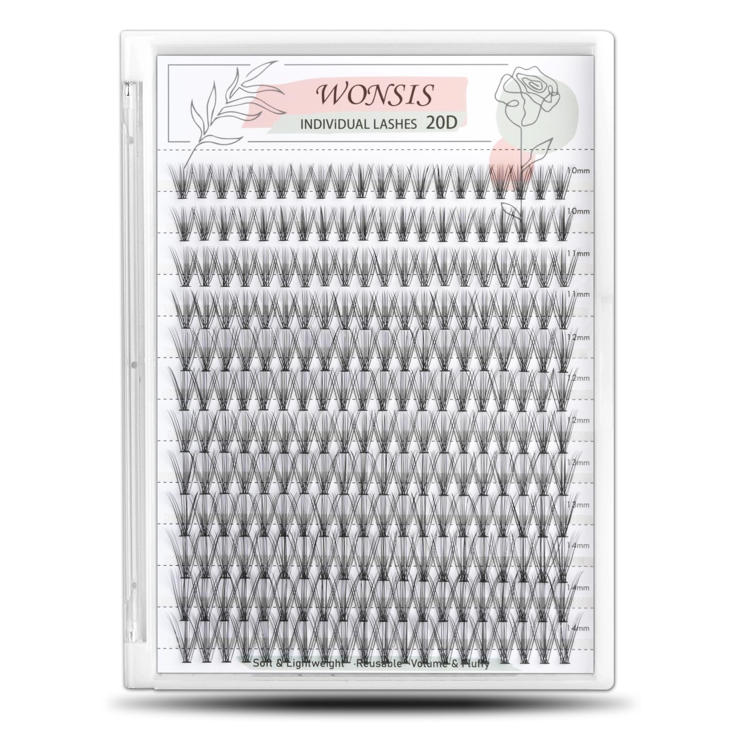 WONSIS 20D lash clusters 240pcs pack for voluminous, natural-looking lashes