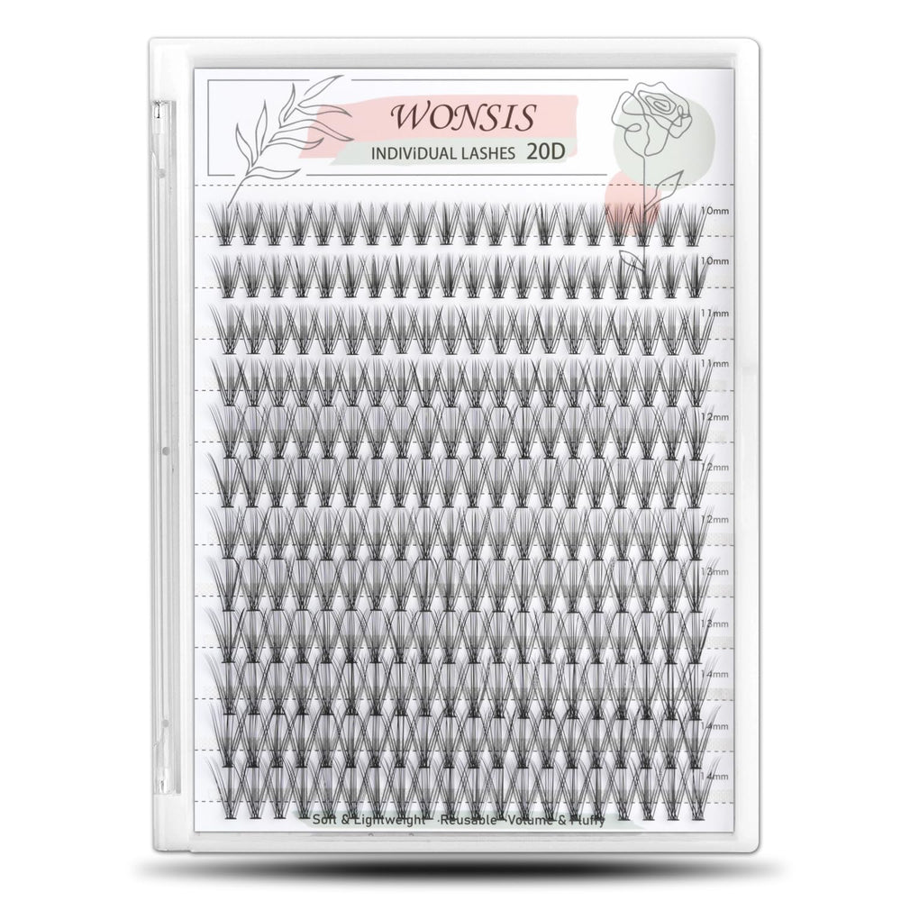 WONSIS 20D lash clusters 240pcs pack for voluminous, natural-looking lashes