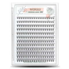 WONSIS Lash Clusters 240pcs with 20D C-Curl for natural daily wear.
