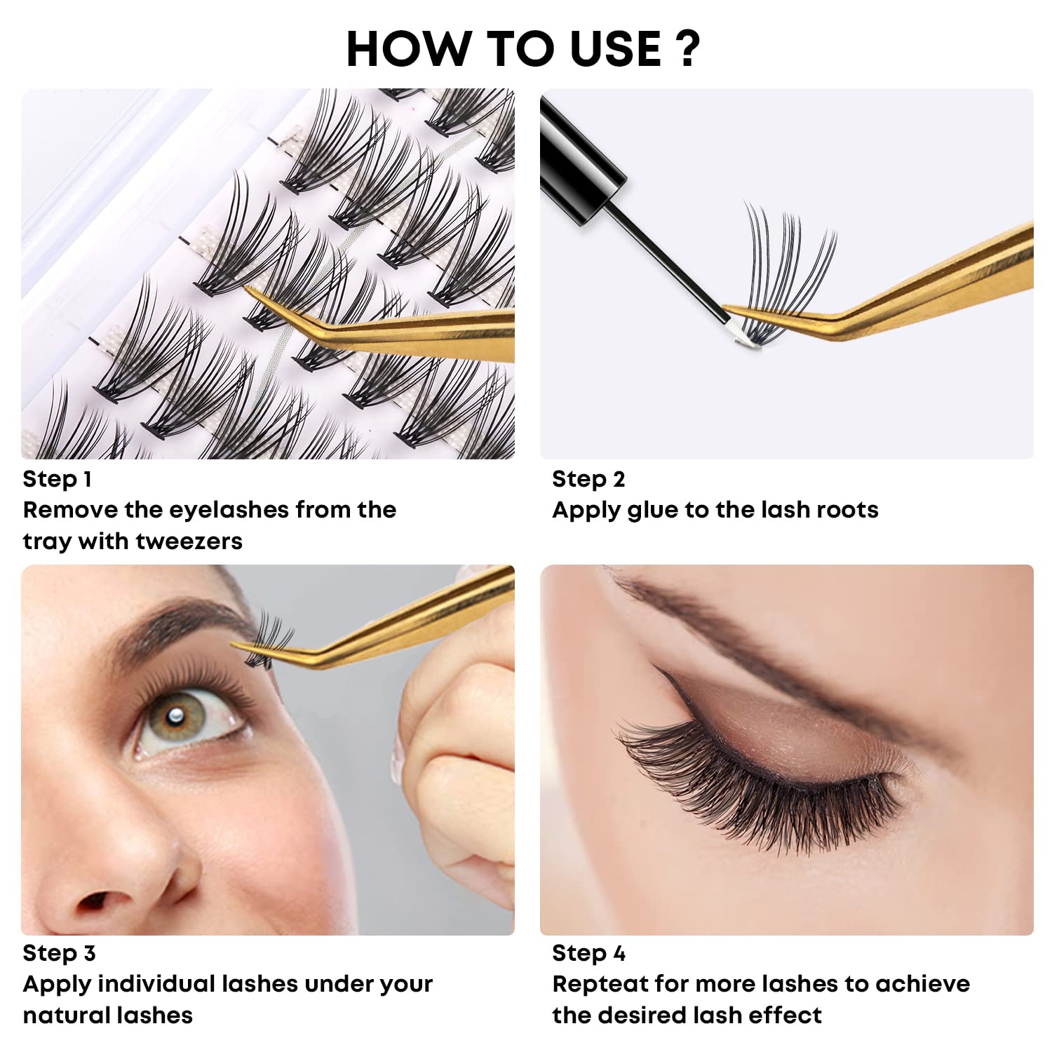 WONSIS lash clusters look natural and blend with real lashes.