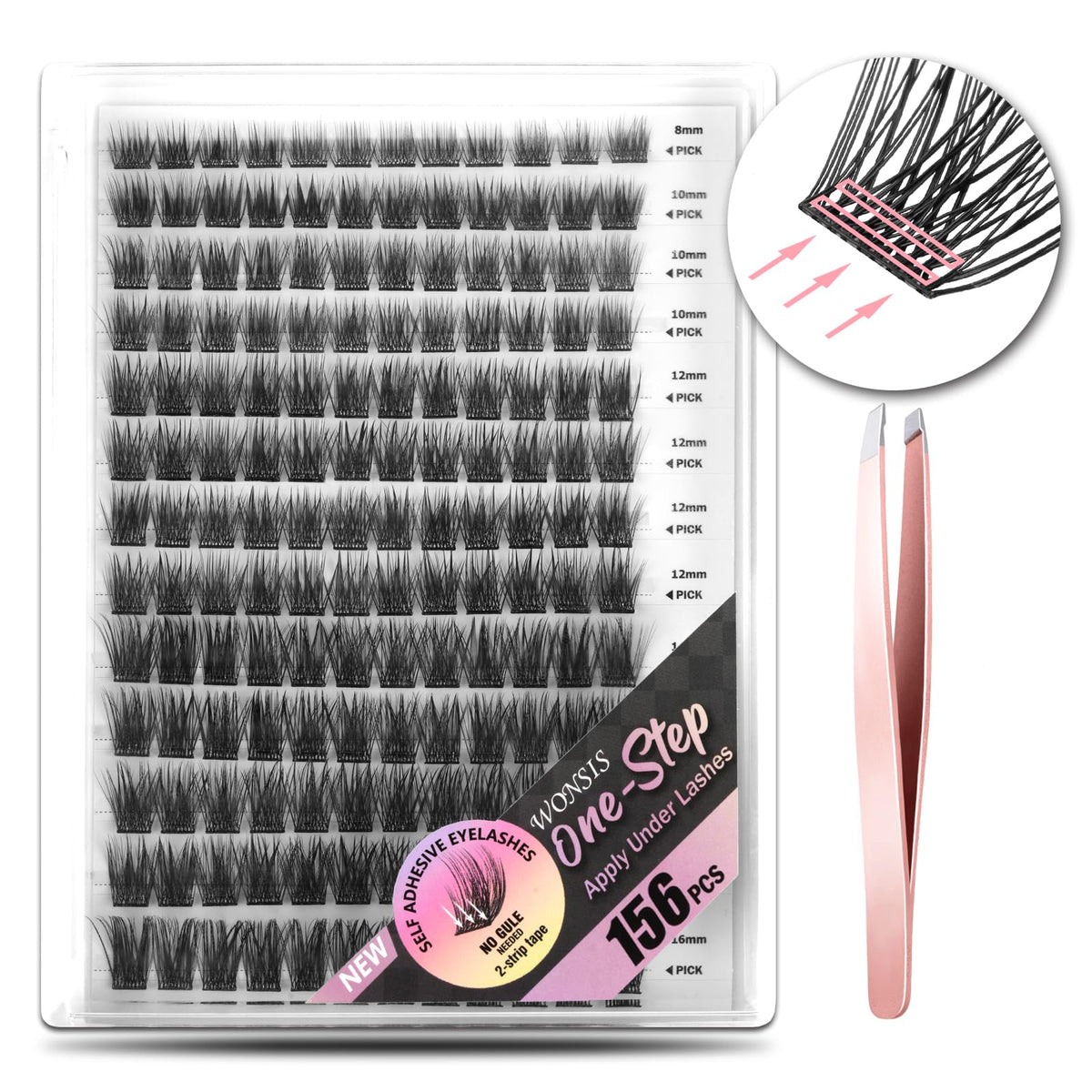 WONSIS self-adhesive eyelash box front for quick no-glue glam