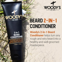 Woody's beard care ingredients panel highlighting botanical extracts for nourished skin.