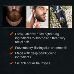 Woody's grapefruit-scented beard wash bottle leaves beard smelling fresh.