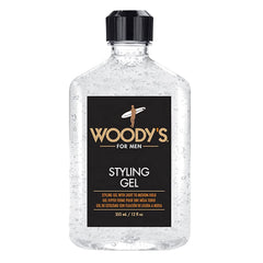 Woody's Styling Gel: botella para volumen ligero y acabado suave.