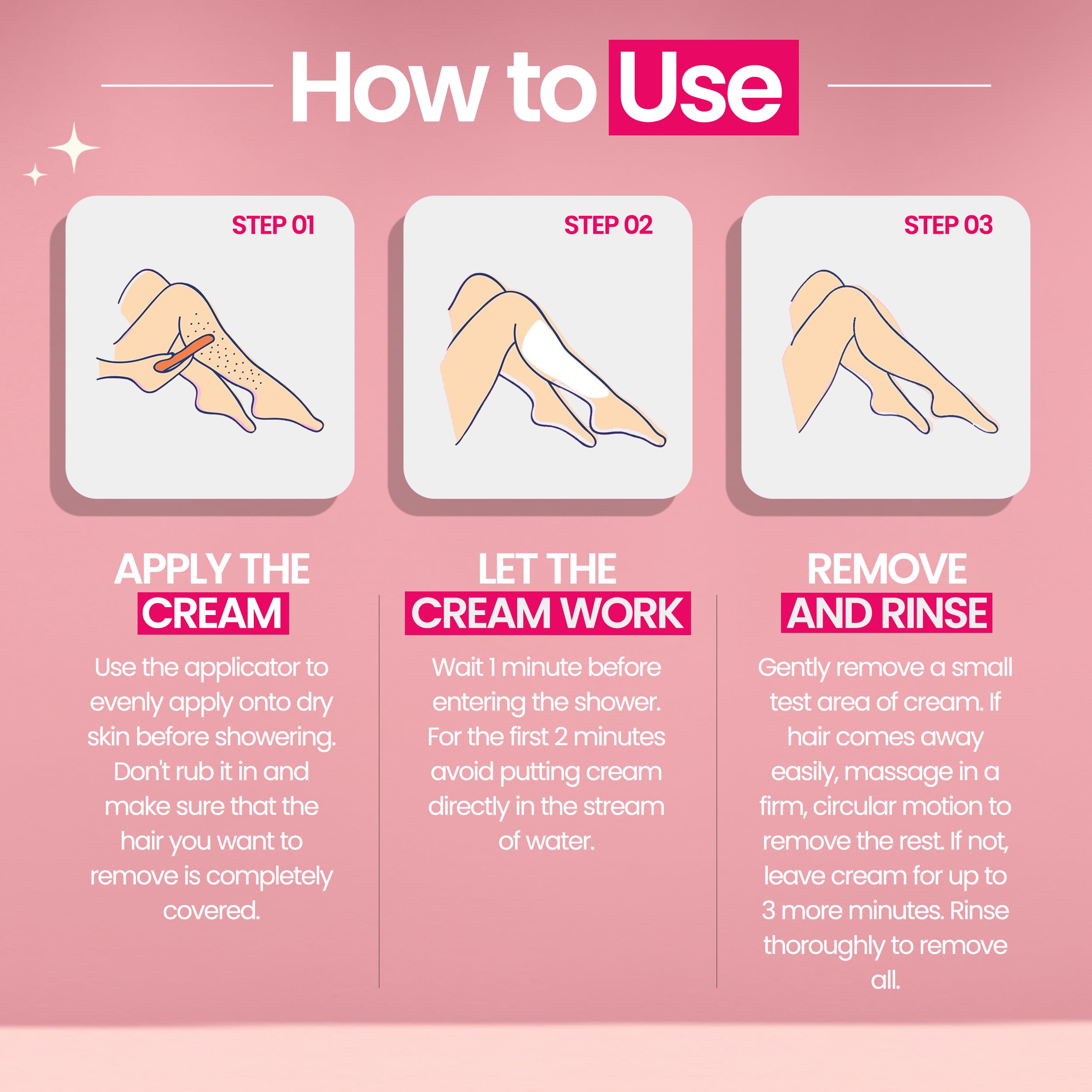 Woowoo Tame It in-shower application visual for easy use