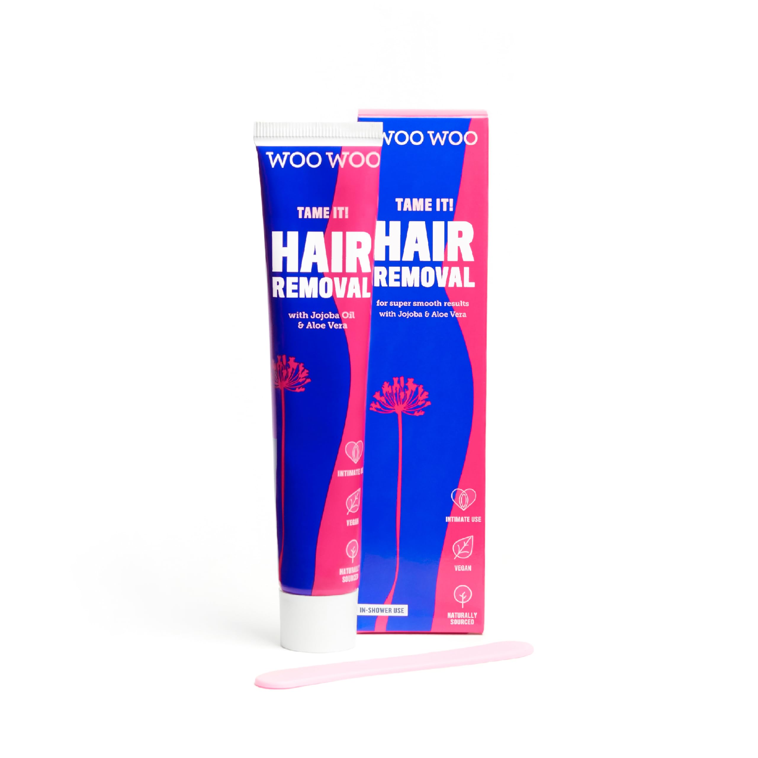Woowoo Tame It intimate cream in shower for painless hair removal