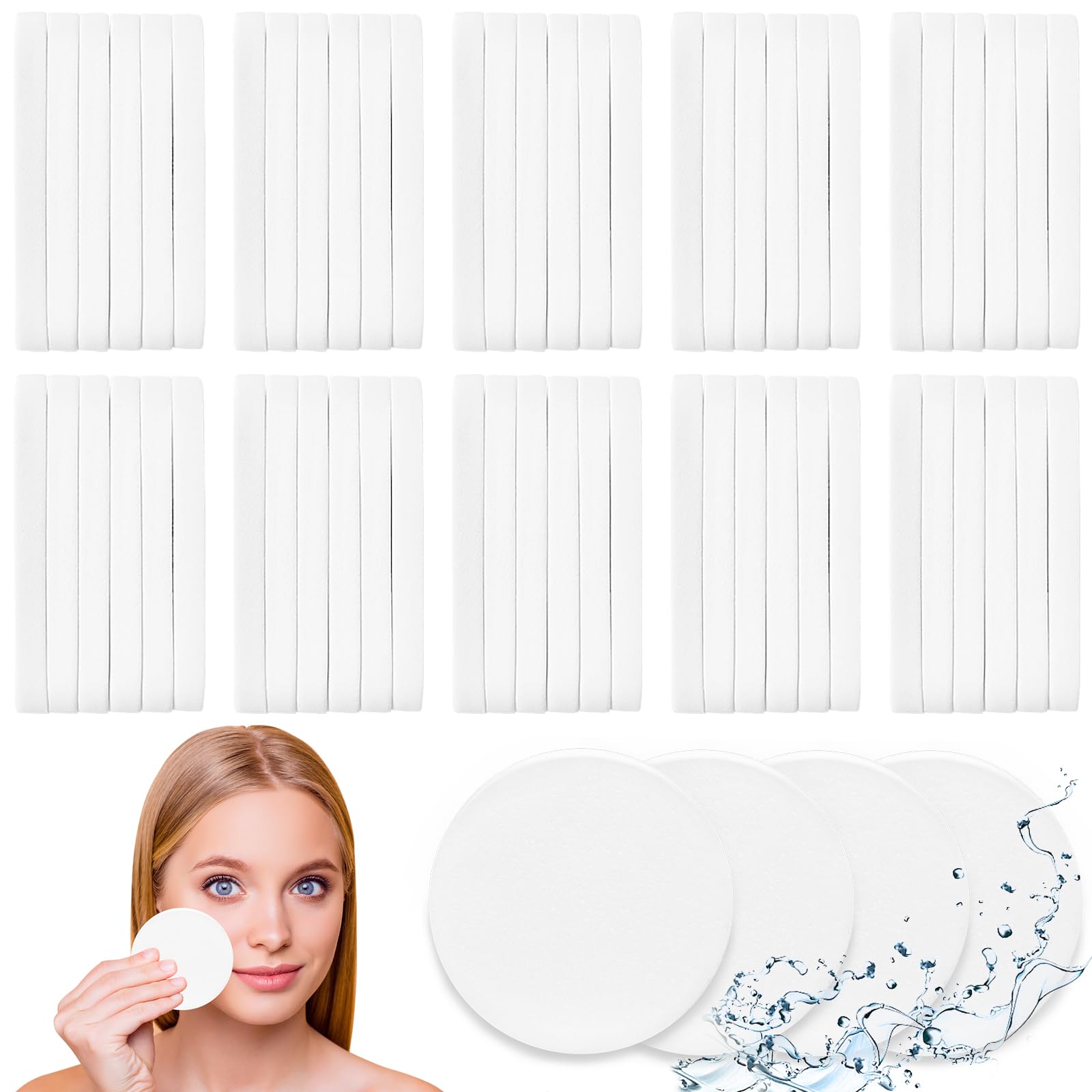 Woozettn 120-pcs compressed facial sponges for gentle cleansing and everyday use