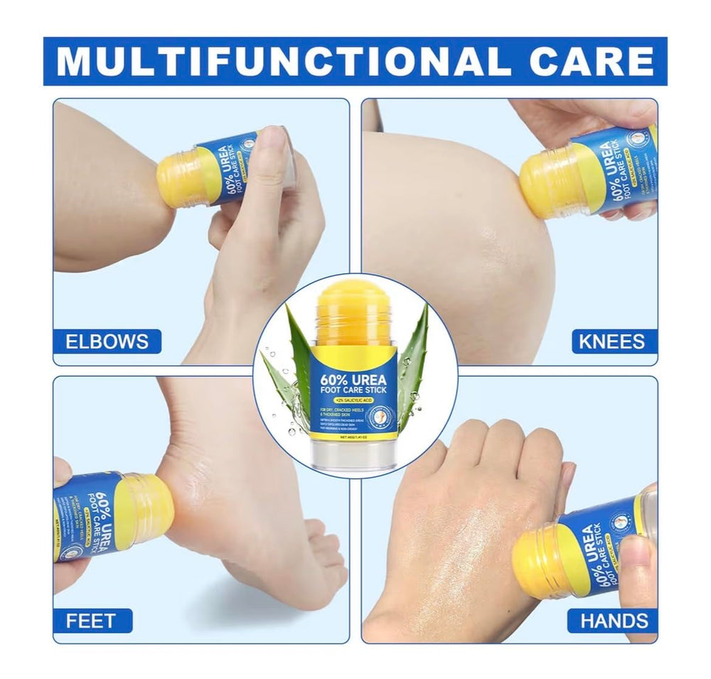Worked In 60% Urea Stick knee and elbow care for dry patches.