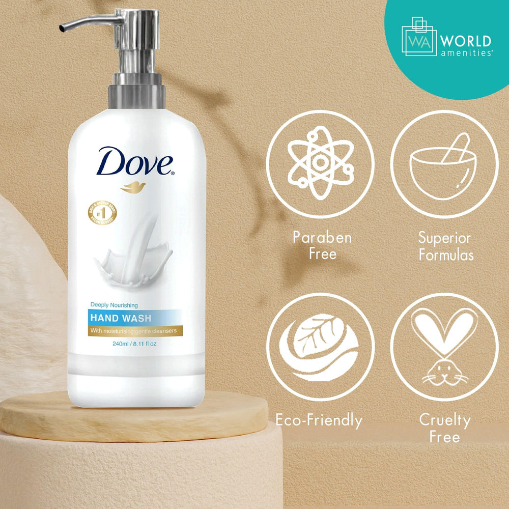 World Amenities Dove Jabón de Manos, fragancia suave que perfuma sin irritar la piel.