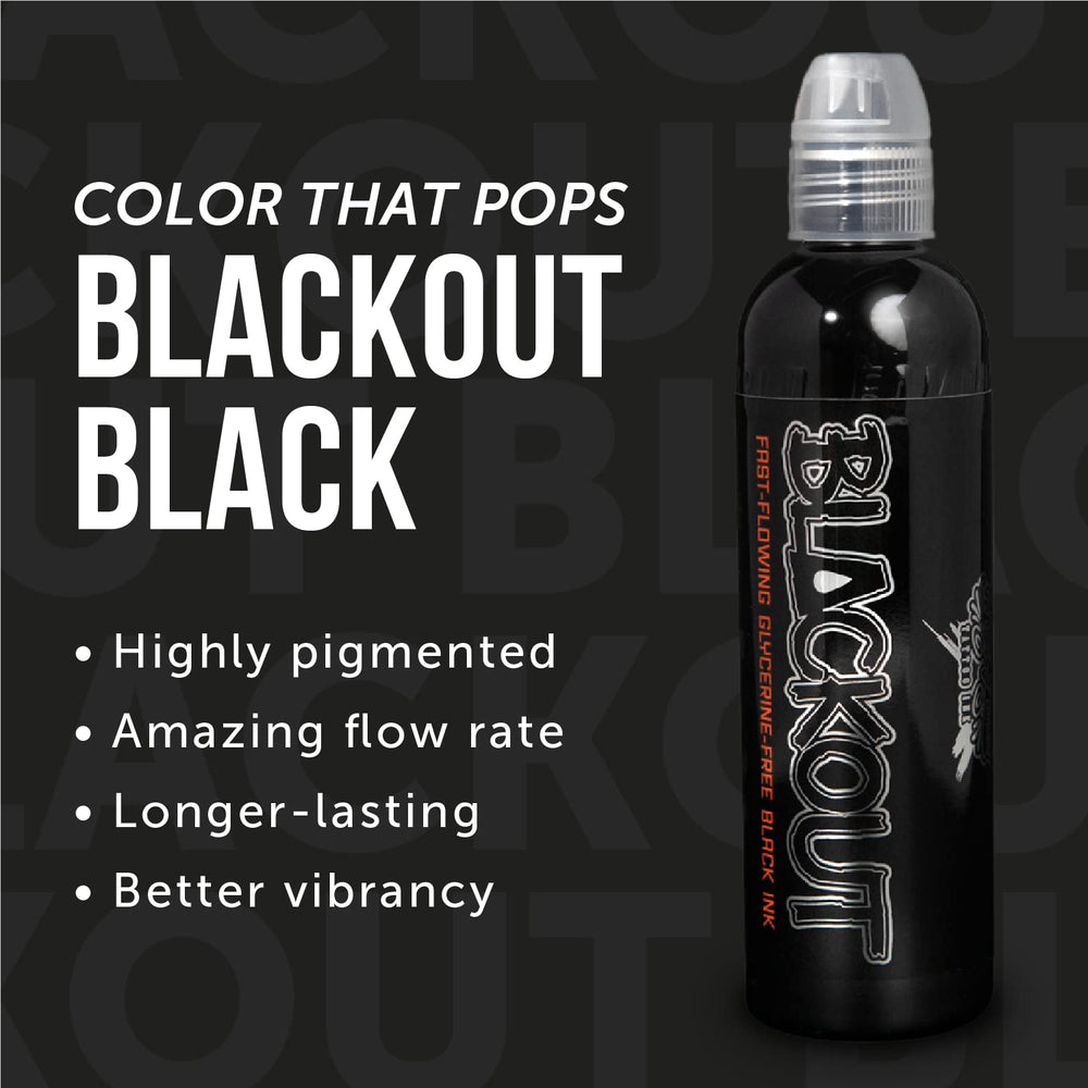 World Famous Tattoo Ink Blackout: tapa-giro segura para almacenamiento higiénico y sin fugas.