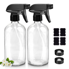 Worldgsb 16oz clear glass spray bottle for versatile cleaning and storage.