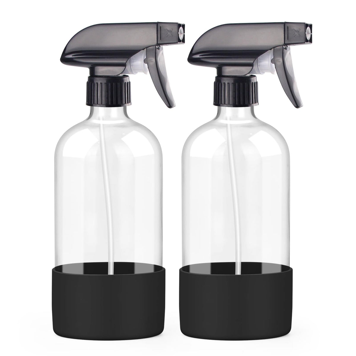 Worldgsb 2-pack glass spray bottle with silicone sleeve for safe, slip-resistant handling.