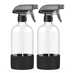 Worldgsb 2-pack glass spray bottle with silicone sleeve for safe, slip-resistant handling.