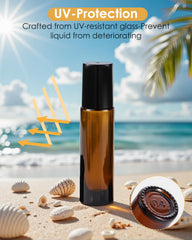 Worldgsb amber glass roller bottle 10ml with protective UV shielding.