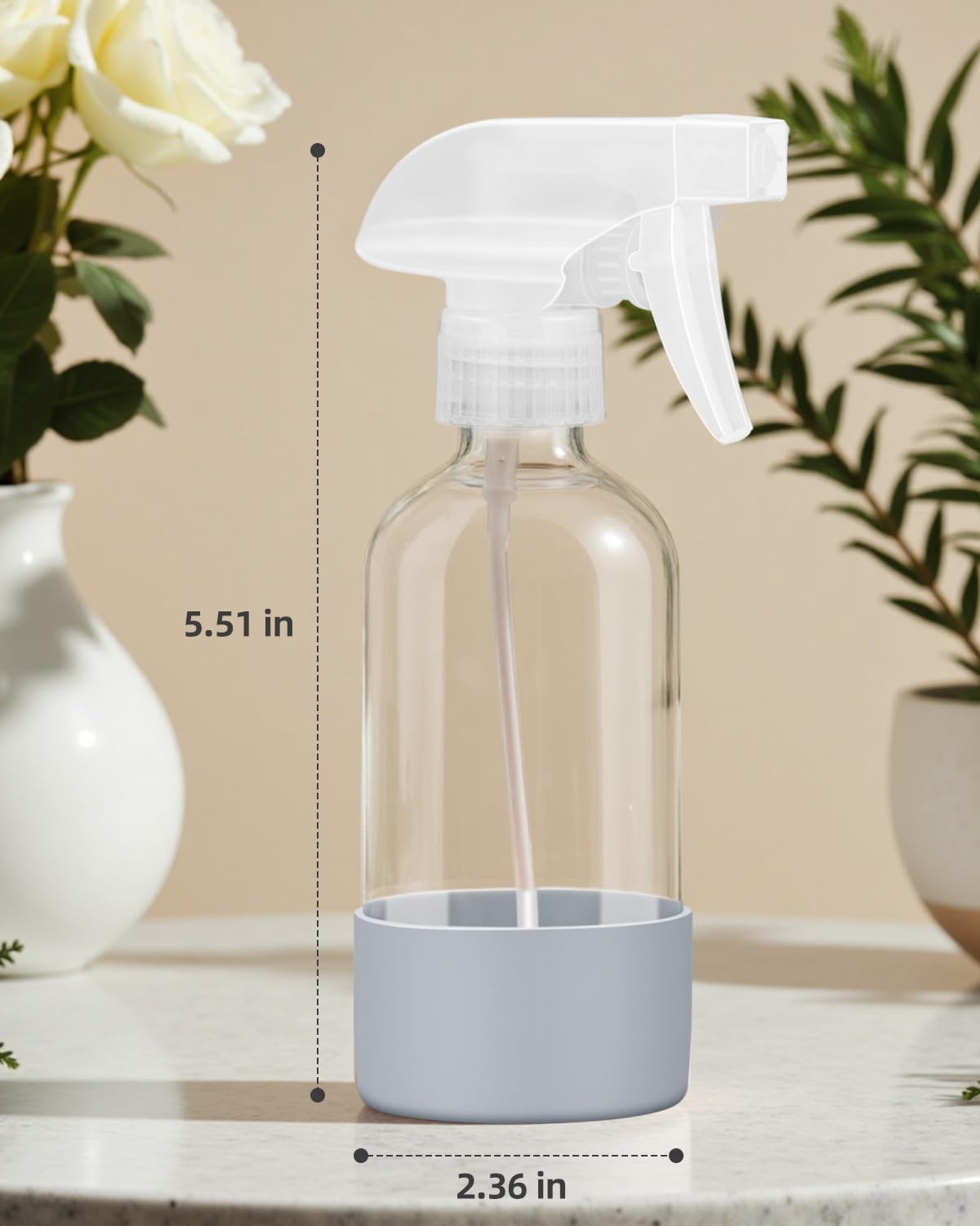 Worldgsb 8 oz grey-sleeve bottle for refillable home cleaning and beauty routines.