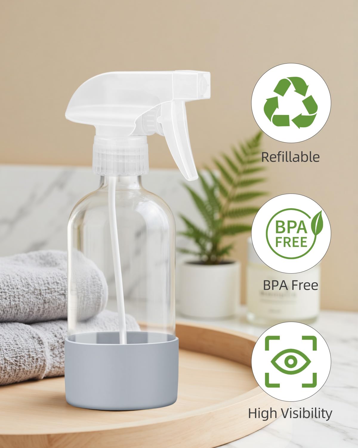 Worldgsb wide-mouth opening simplifies refilling thicker liquids.