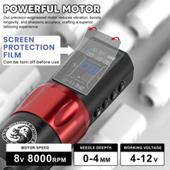 Wormhole Tattoo Gun WTK283 battery packs highlight long runtime for extended sessions.