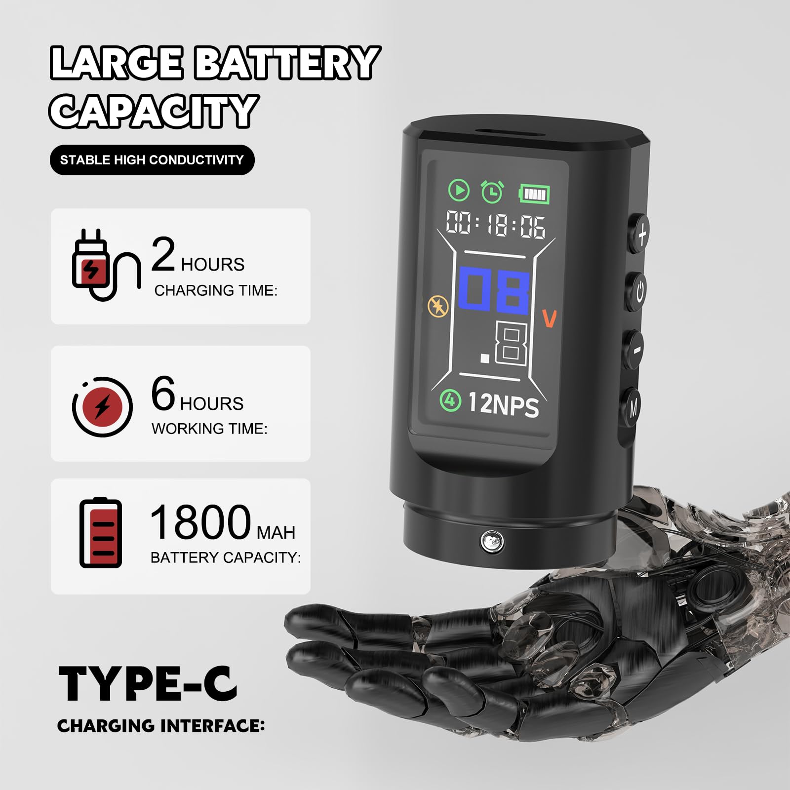Wormhole Tattoo Gun WTK283 wireless usage promotes cord-free, mobile tattooing.
