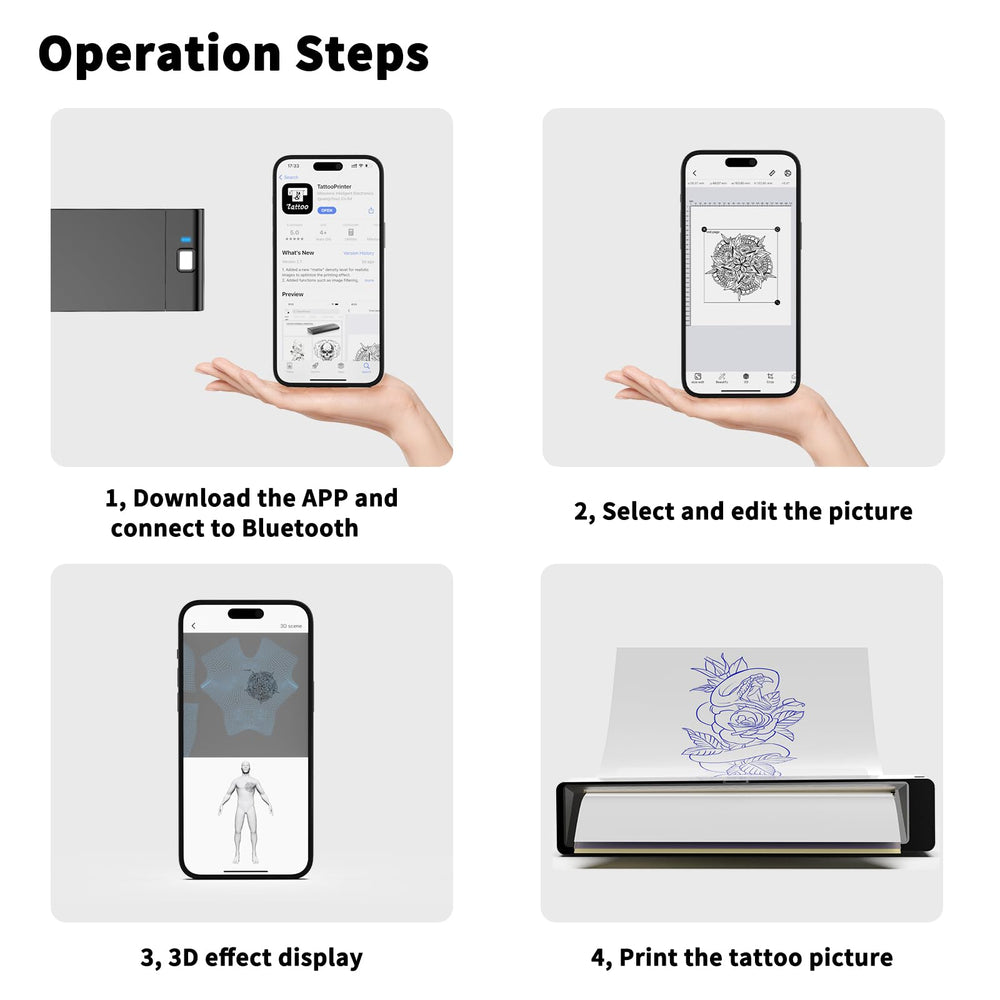 Wormhole Tattoo stencil printer app control for quick image adjustments.