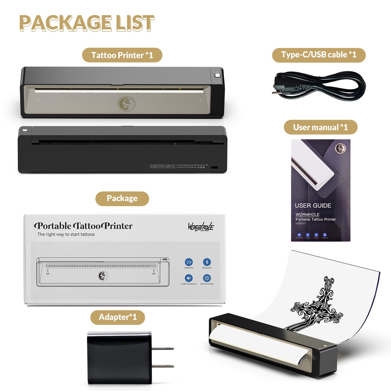 Wormhole Tattoo stencil printer compact travel-friendly design for studios.