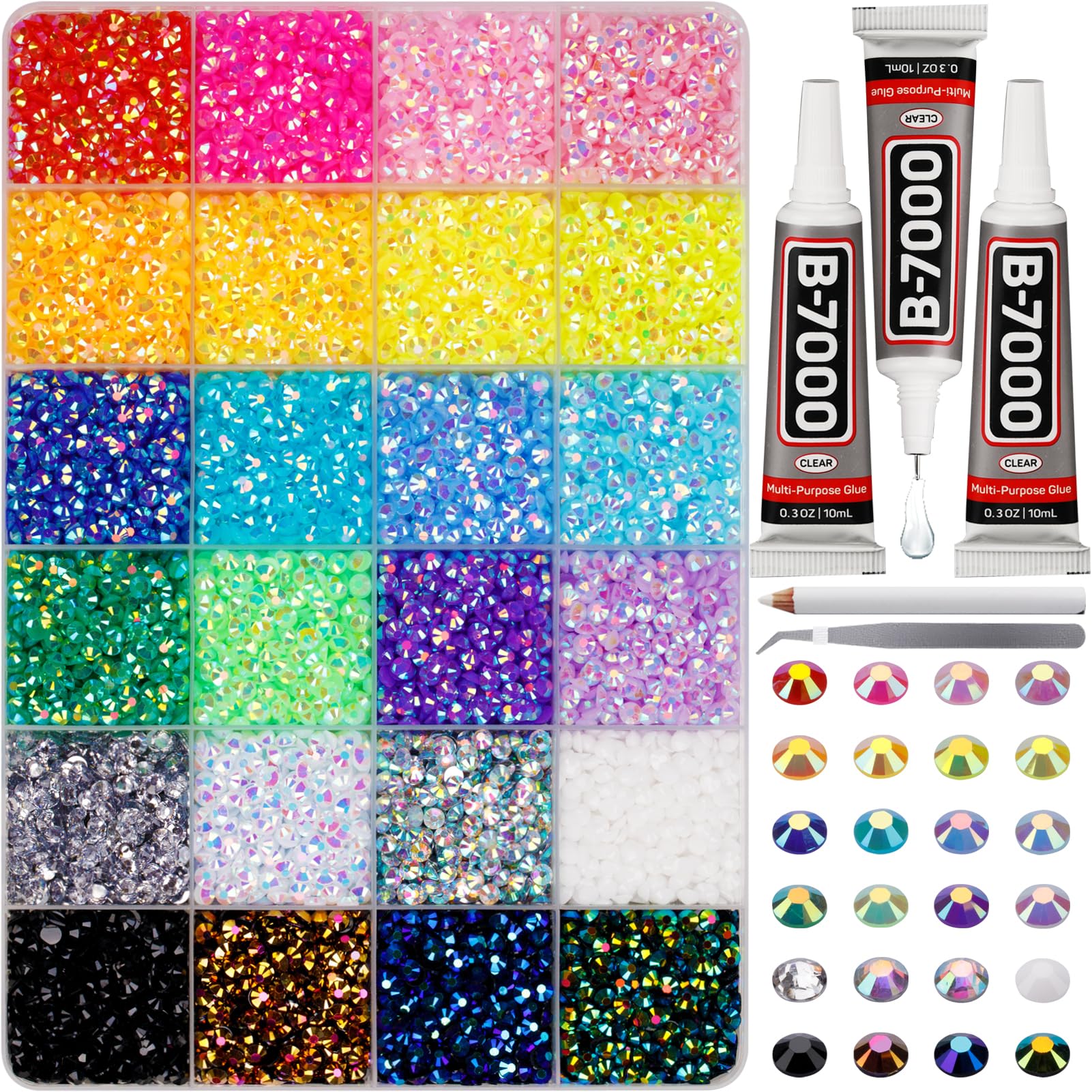 Worthofbest 17000Pcs rhinestones kit adds sparkle to clothing and nails.