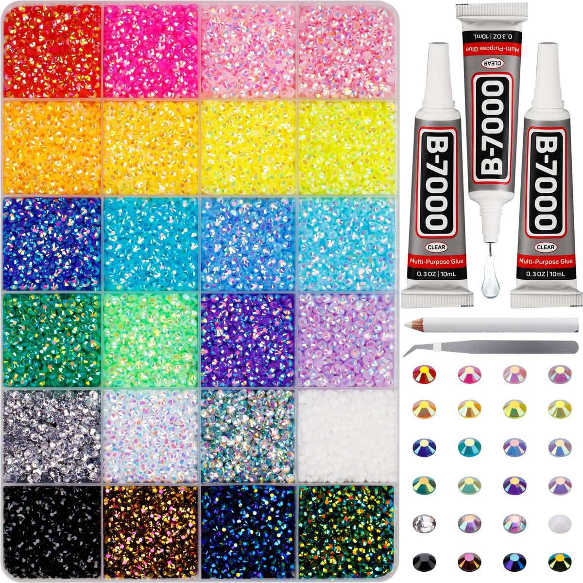 Worthofbest 33000-pcs rhinestones for high-volume nail art and crafts.