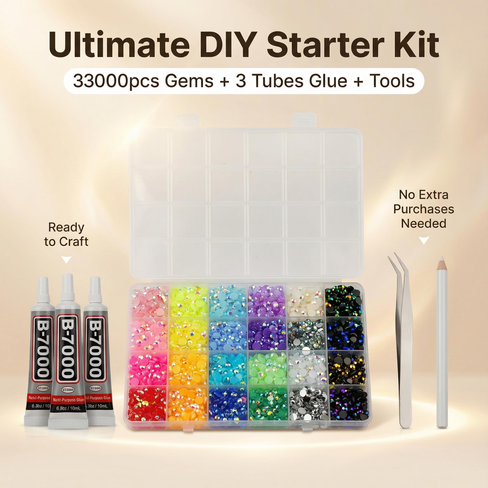 Worthofbest 3mm flatback AB rhinestones for precise detailing.