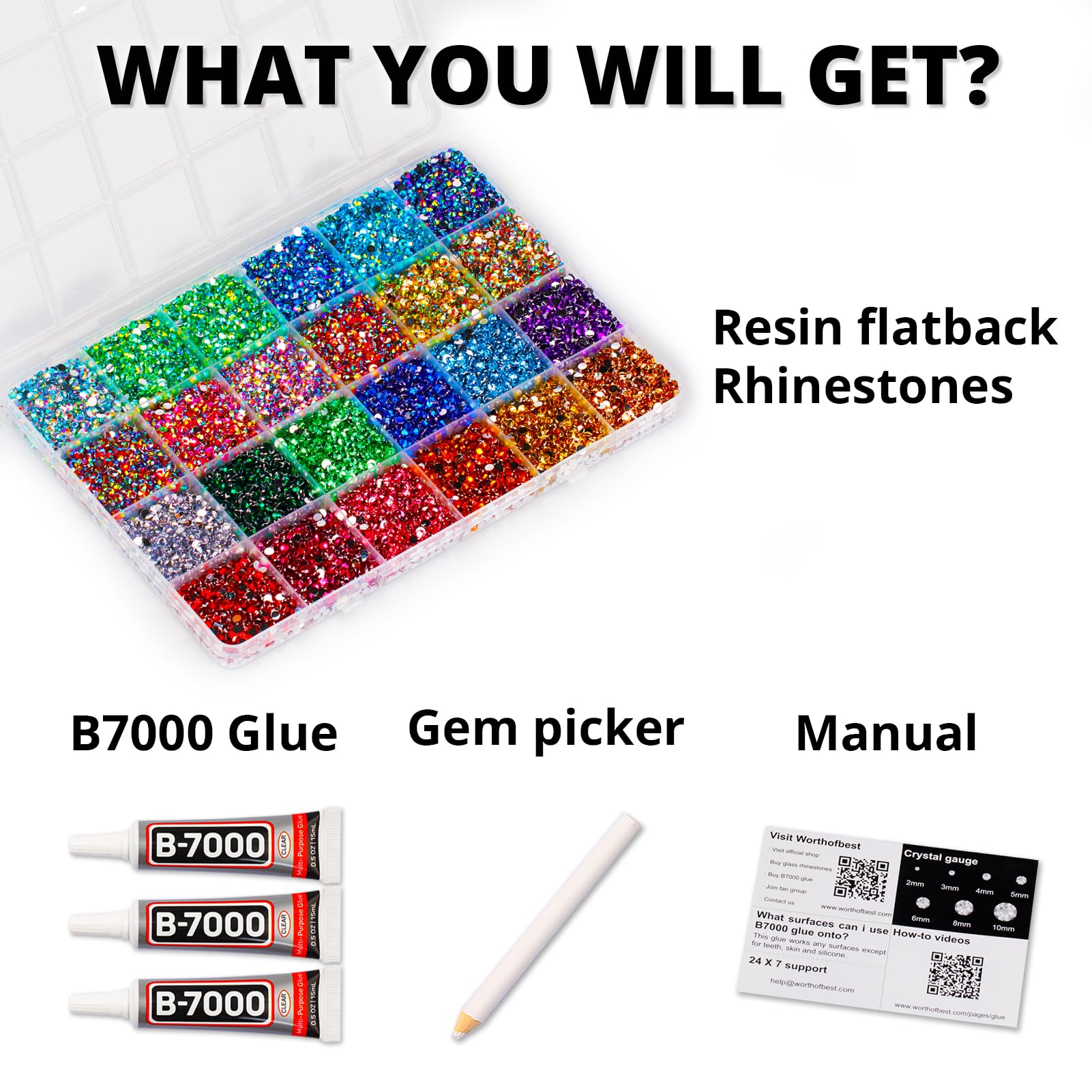 Worthofbest 3mm nail art gems for delicate manicures and small accents.